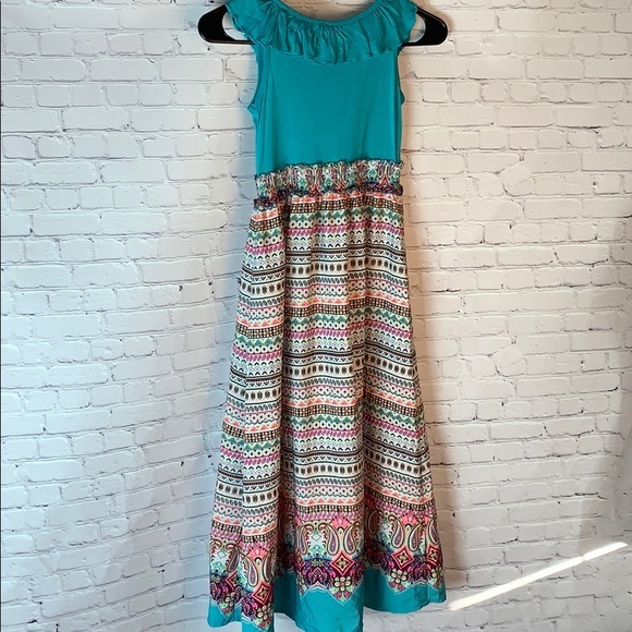 Girls Dress turquoise Aztec Pattern skirt long - Picture 13 of 15